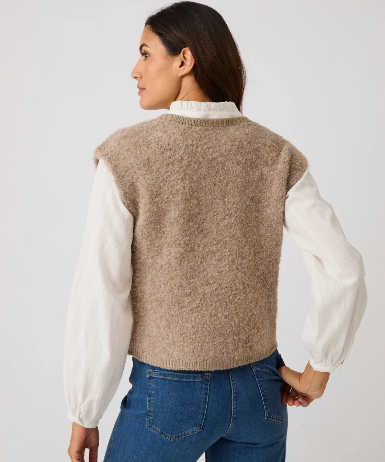 Gilet sans manches maille bouclette