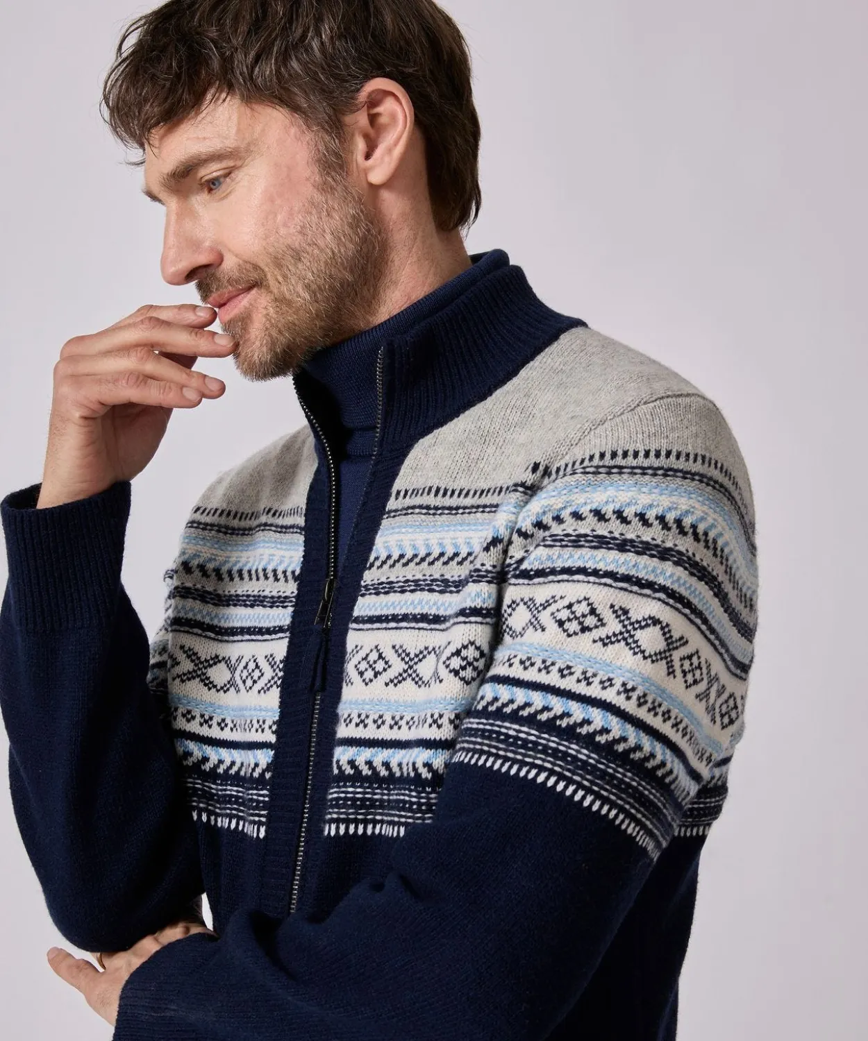 Gilet zippé jacquard