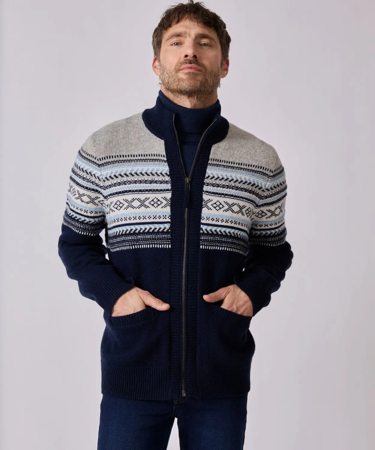 Gilet zippé jacquard