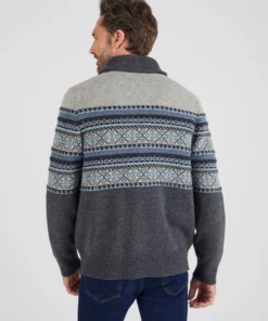 Gilet zippé mélange laine maille jacquard