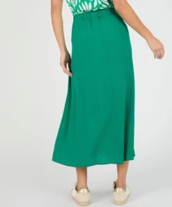 Jupe boutonnée en tissu créponné pure viscose