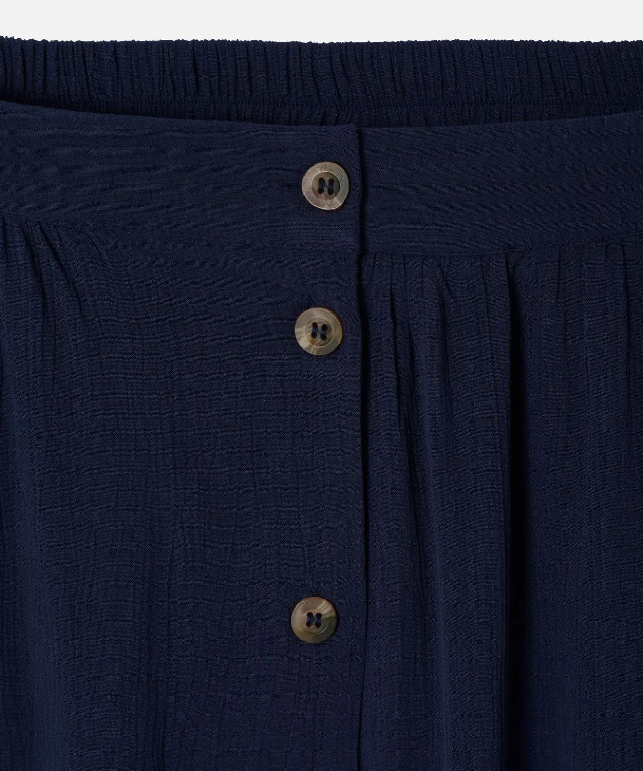 Jupe boutonnée en tissu créponné pure viscose