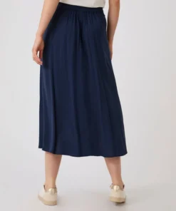 Jupe boutonnée en tissu créponné pure viscose