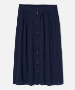Jupe boutonnée en tissu créponné pure viscose