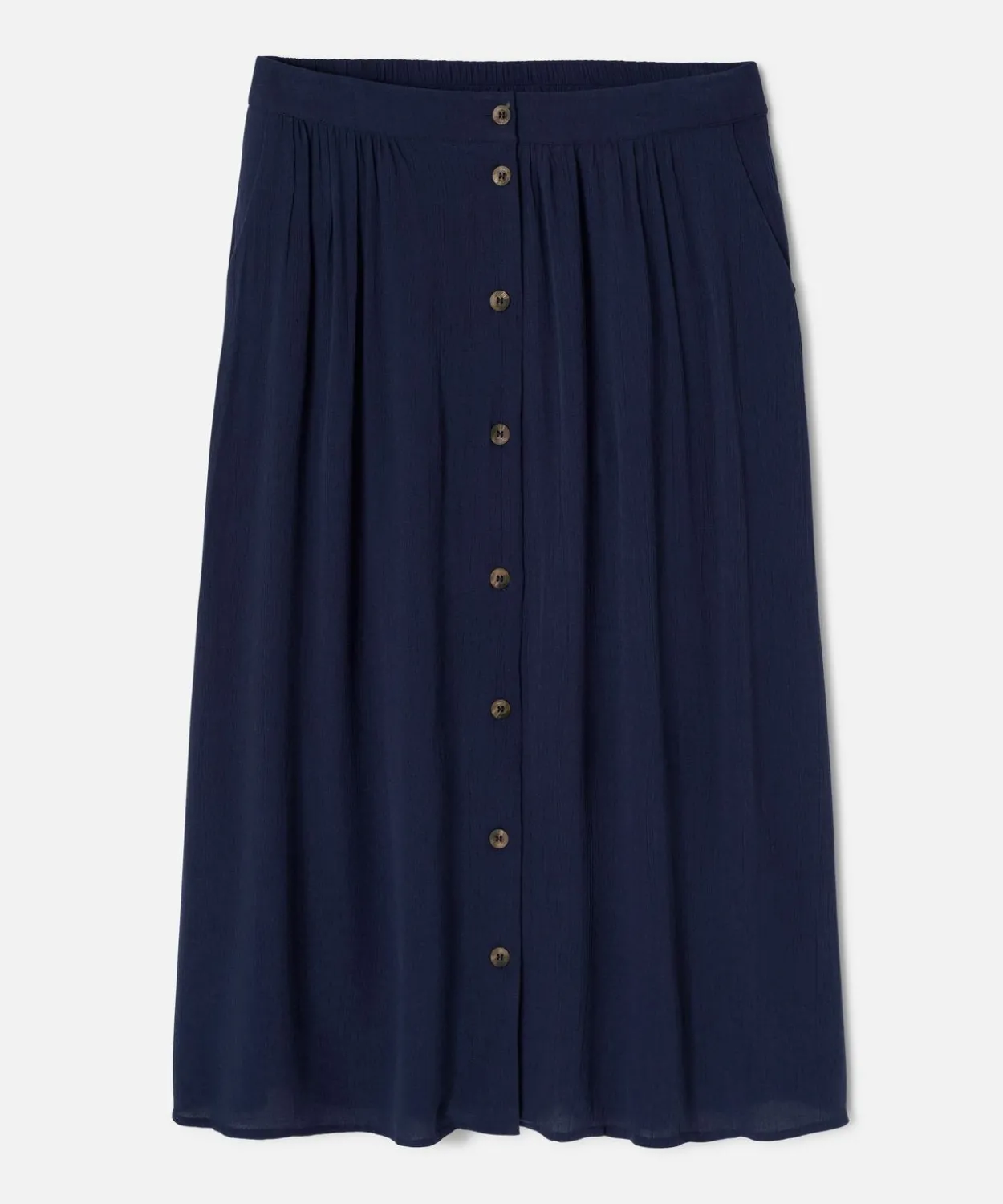 Jupe boutonnée en tissu créponné pure viscose