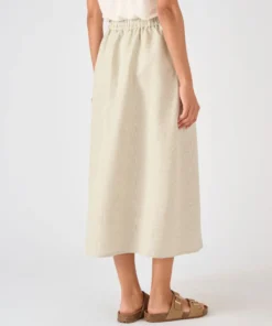 Jupe rayée mélange lin et viscose