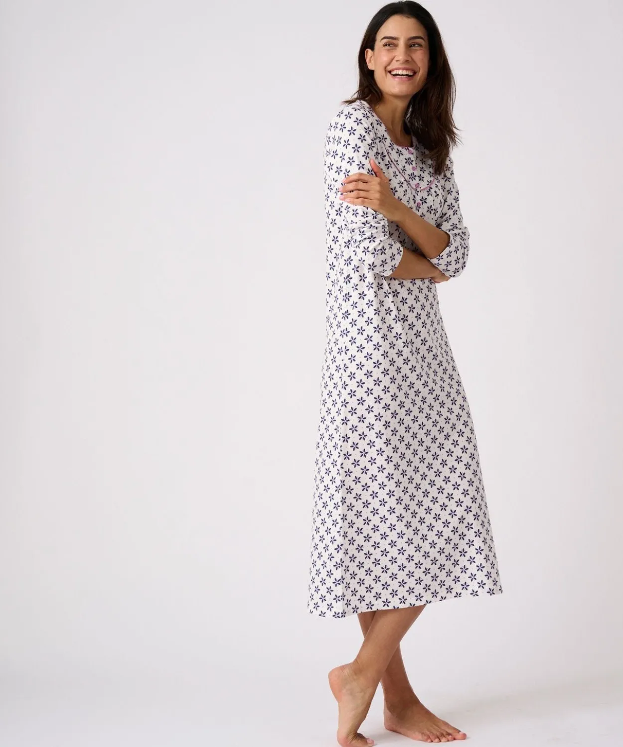 Lot de 2 chemises de nuit jersey pur coton peigné