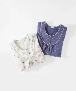 Lot de 2 chemises de nuit jersey pur coton peigné
