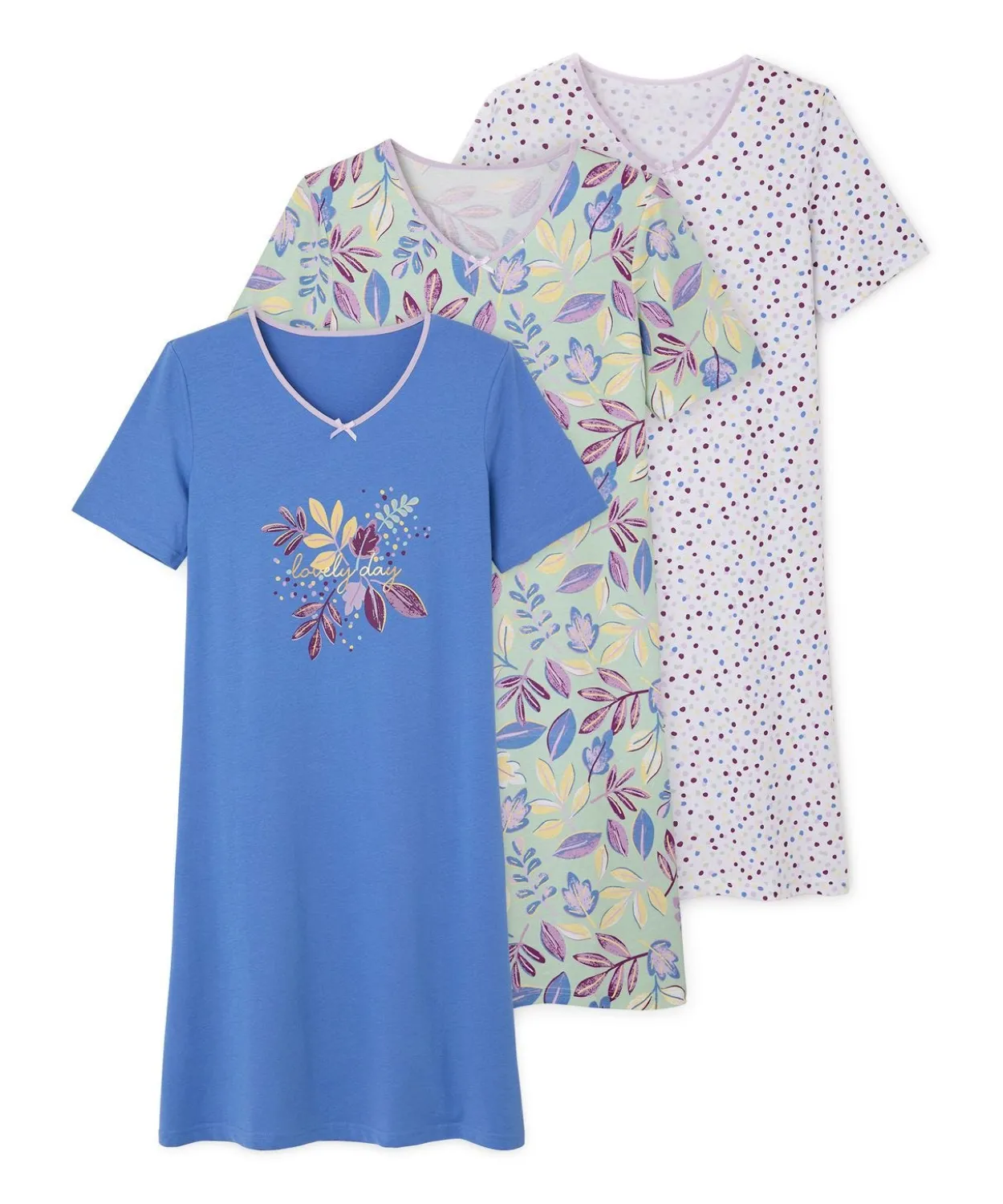 Lot de 3 chemises de nuit, 2 longueurs