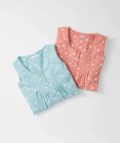 Lot de 2 chemises de nuit pur coton peigné
