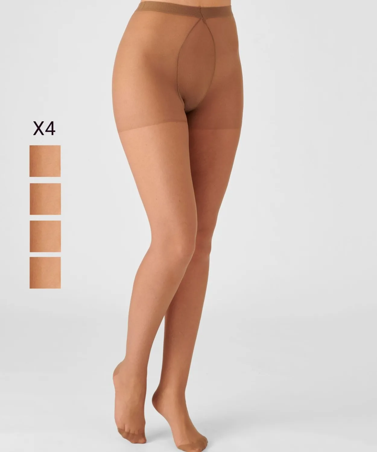 Lot de 4 collants mousse 20D spécial hanches fortes