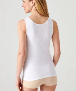 Lot de 2 débardeurs Essential maille jacquard et dentelle pur coton peigné