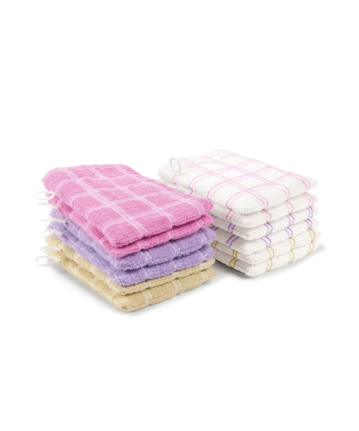 Lot de 12 gants de toilette effet carreaux