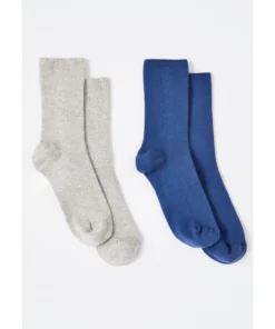 Lot de 2 paires de chaussettes maille côtelée coton biologique
