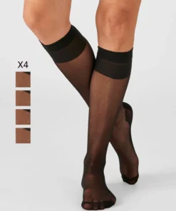 Lot de 4 paires de mi-bas mousse 20D.