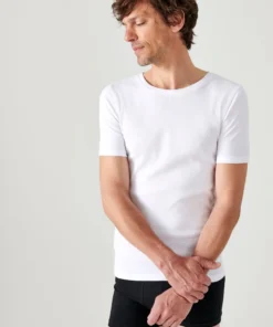 Lot de 2 T-shirts col rond, manches courtes, Essential pur coton peigné