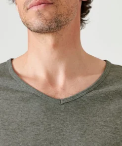 Lot de 2 t-shirts col V, manches courtes, Essential pur coton peigné