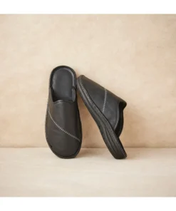 Mules en cuir grainé