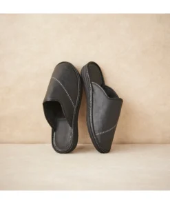 Mules en cuir grainé