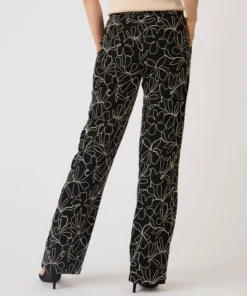 Pantalon crêpe brodé fleuri