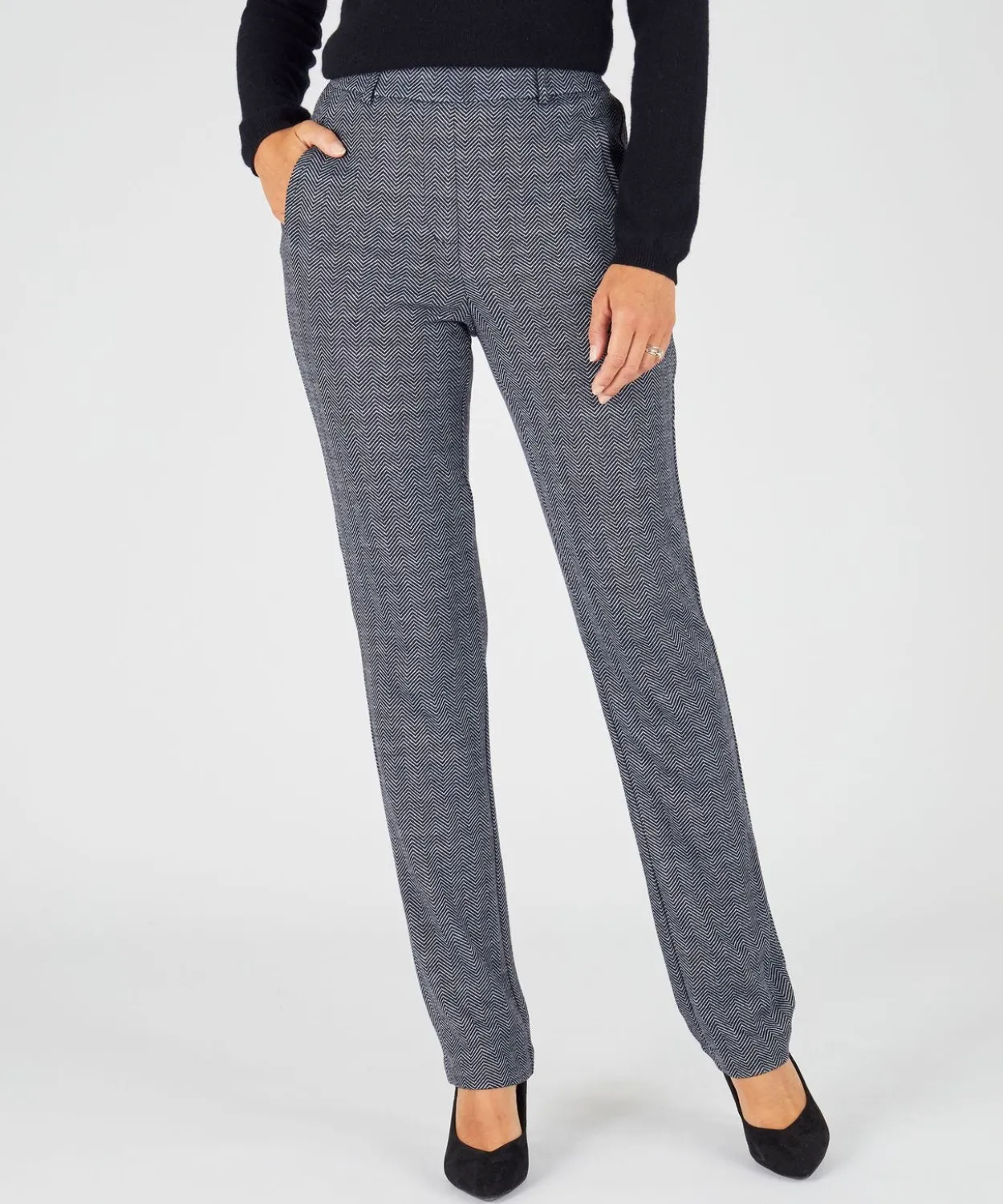 Pantalon enfilable en maille jacquard émerisée