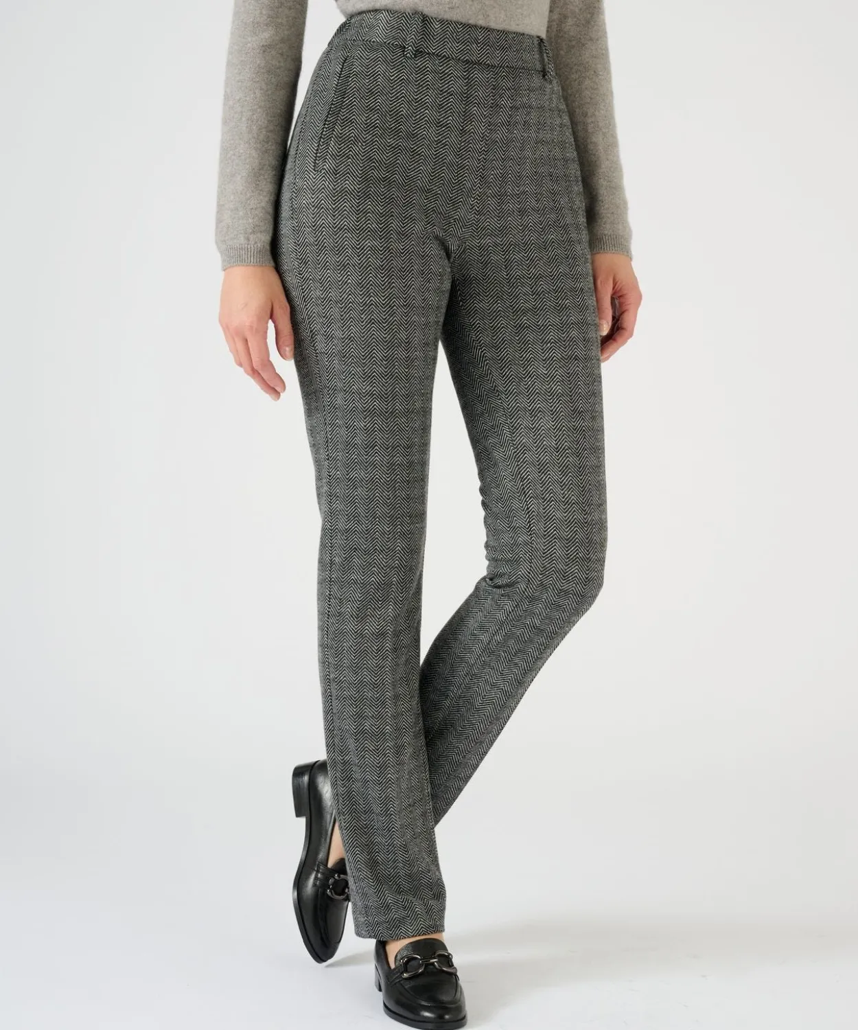 Pantalon enfilable en maille jacquard émerisée