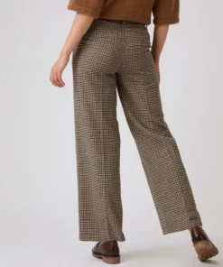 Pantalon large motif pied-de-poule