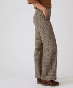 Pantalon large motif pied-de-poule