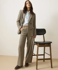 Pantalon large motif pied-de-poule