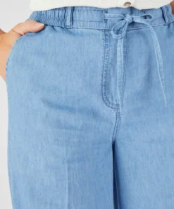 Pantalon large tissu chambray