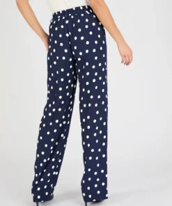 Pantalon large viscose fluide imprimé pois