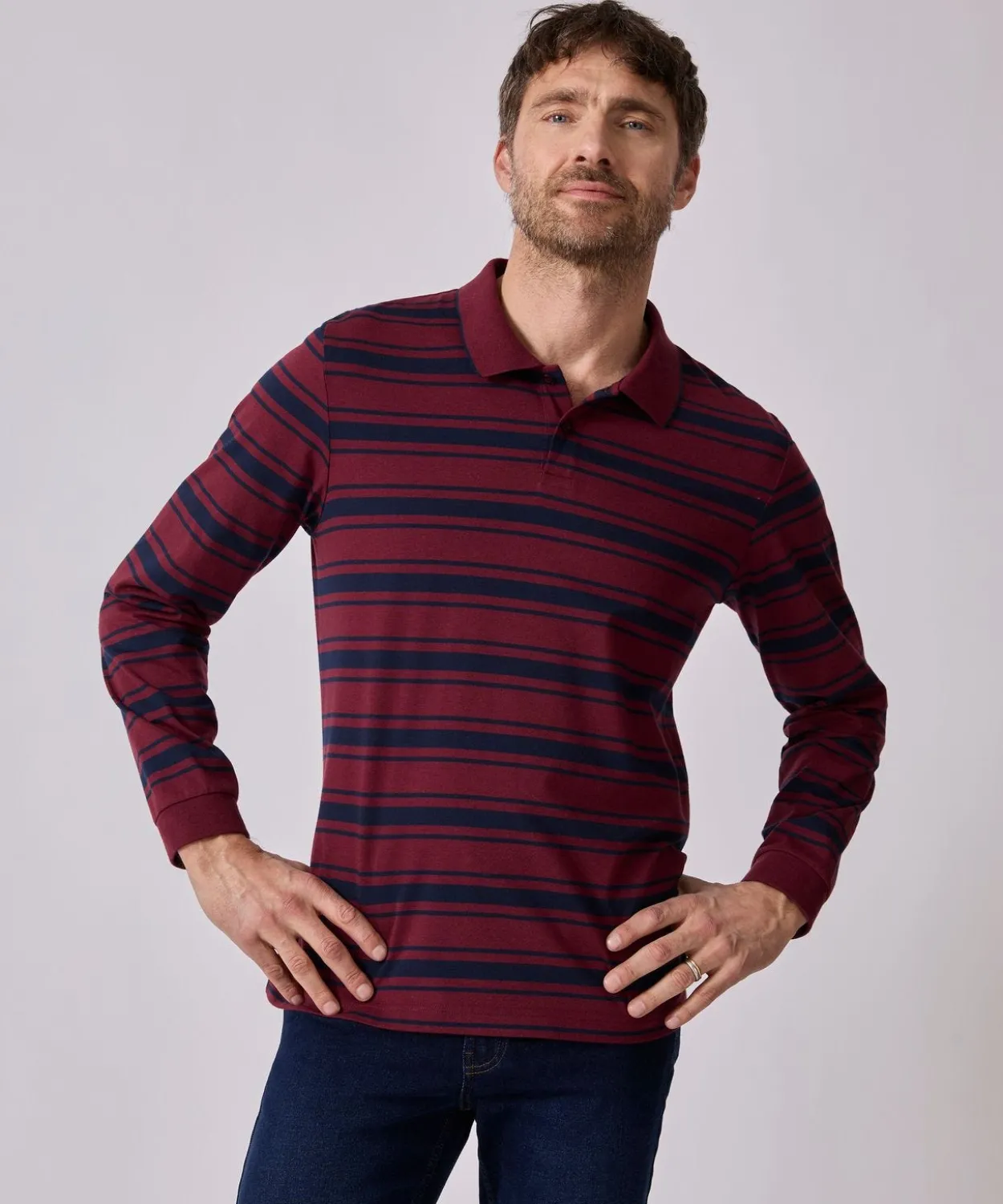 Polo manches longues en maille jersey
