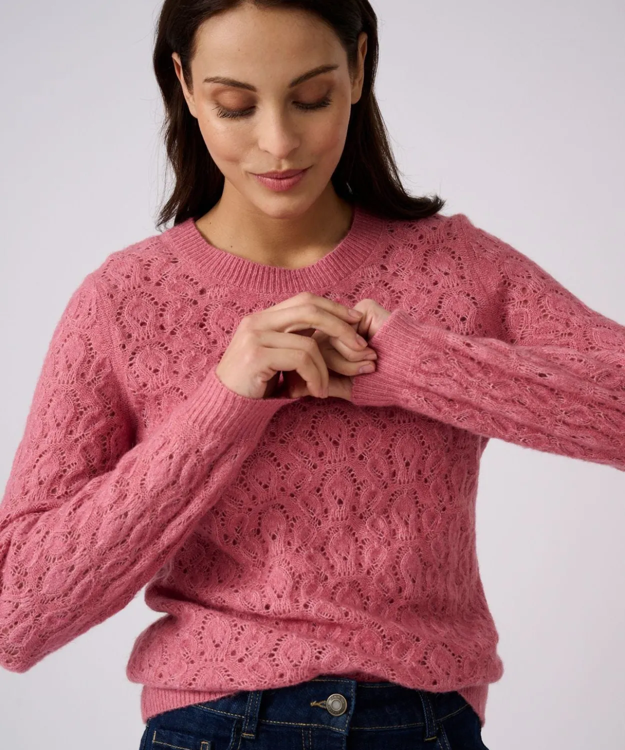 Pull ajouré mélange laine et alpaga