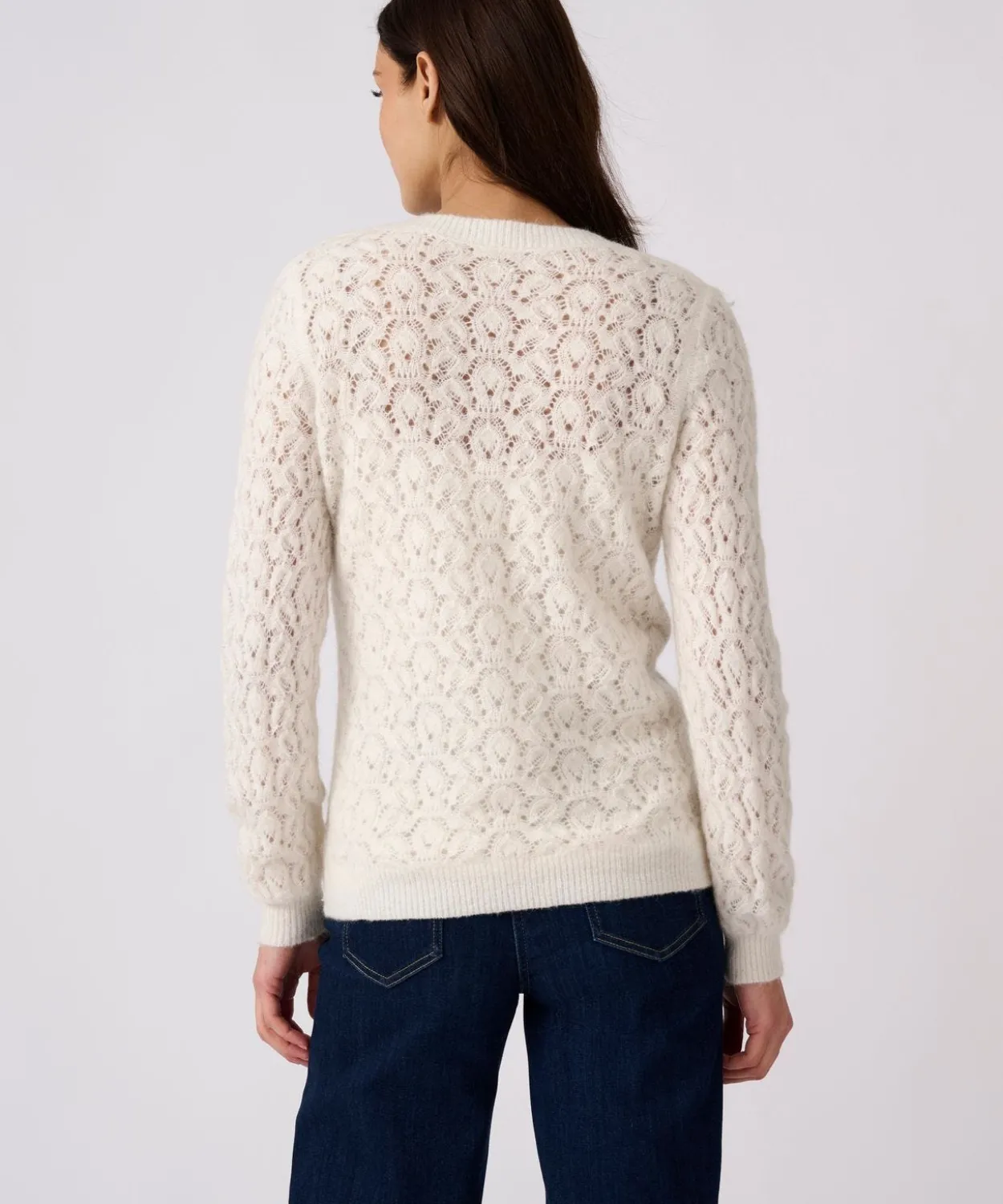 Pull ajouré mélange laine et alpaga