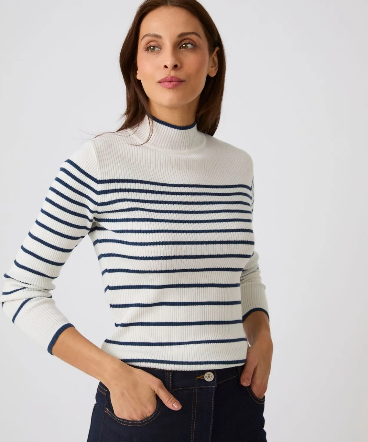 Pull-chaussette col montant 50% laine mérinos