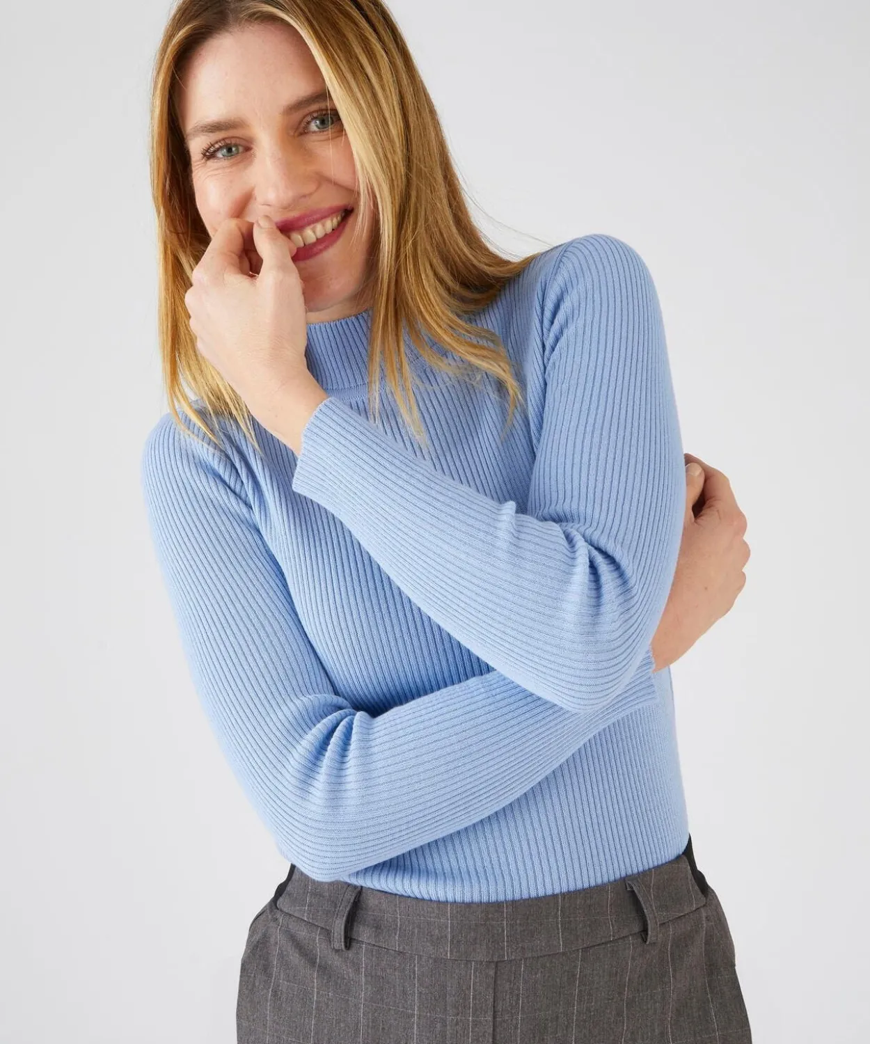 Pull-chaussette col montant 50% laine mérinos