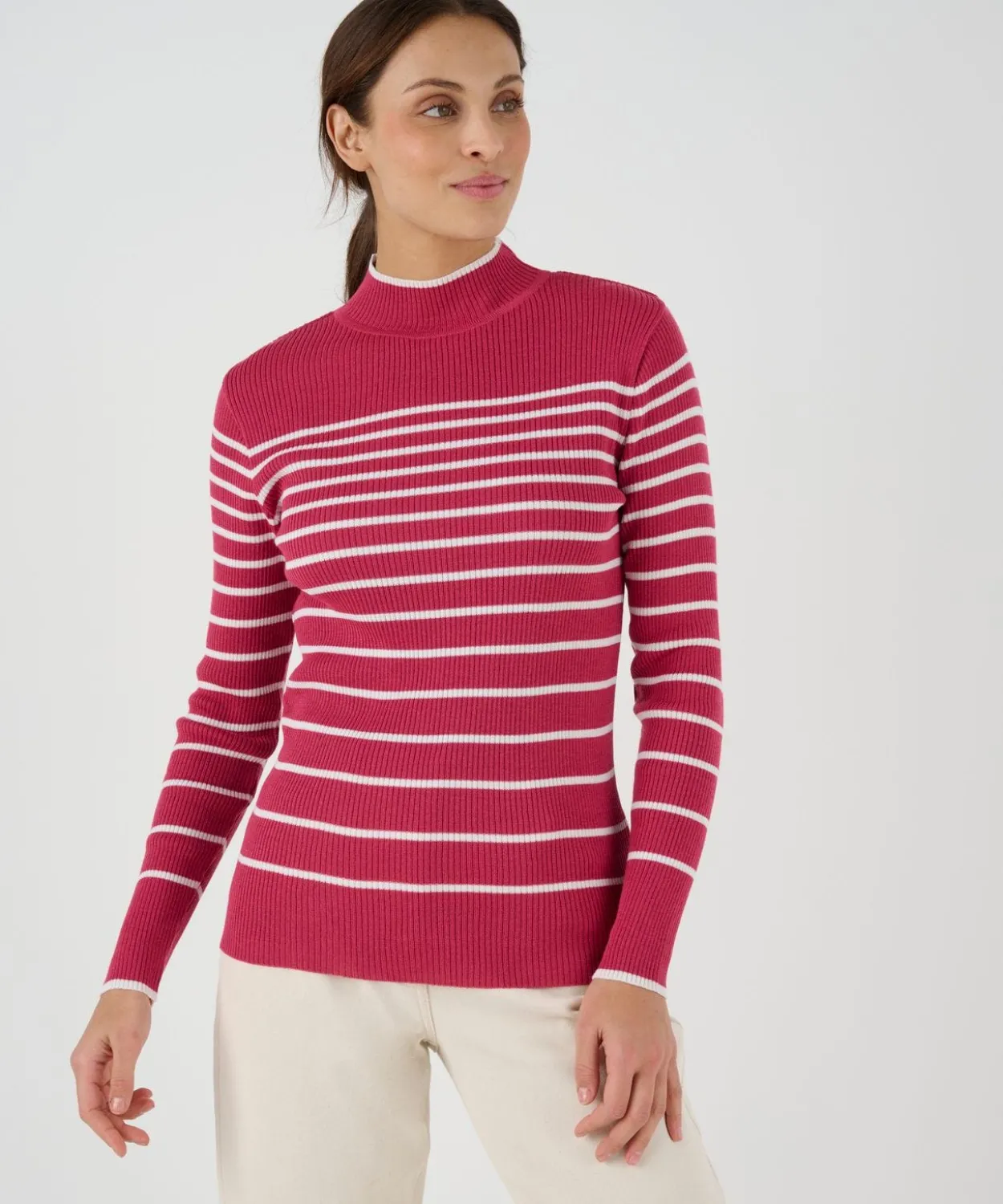 Pull-chaussette col montant 50% laine mérinos