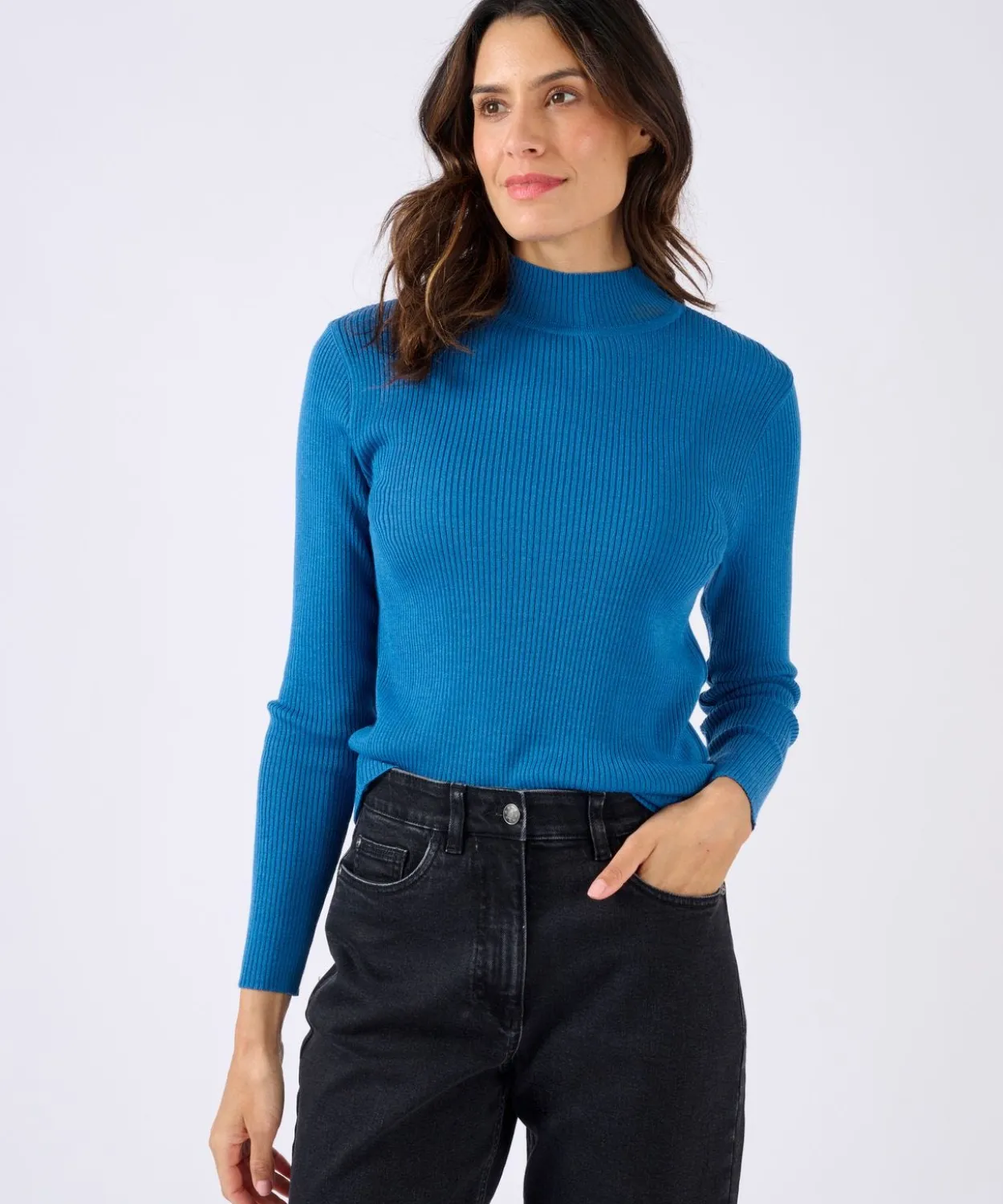 Pull-chaussette col montant 50% laine mérinos