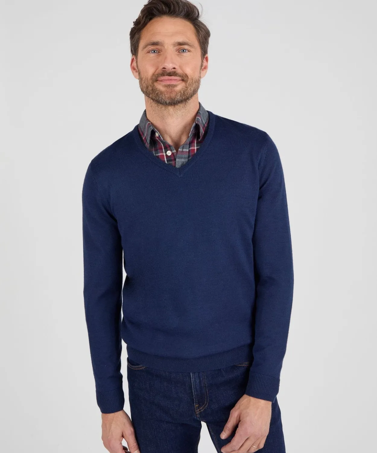 Pull classique encolure V avec laine