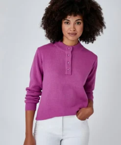 Pull col montant boutonné