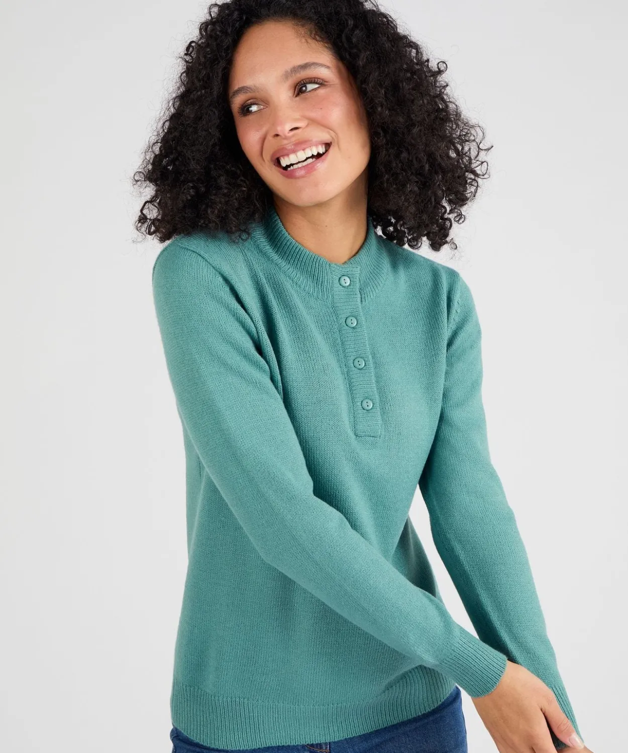 Pull col montant boutonné