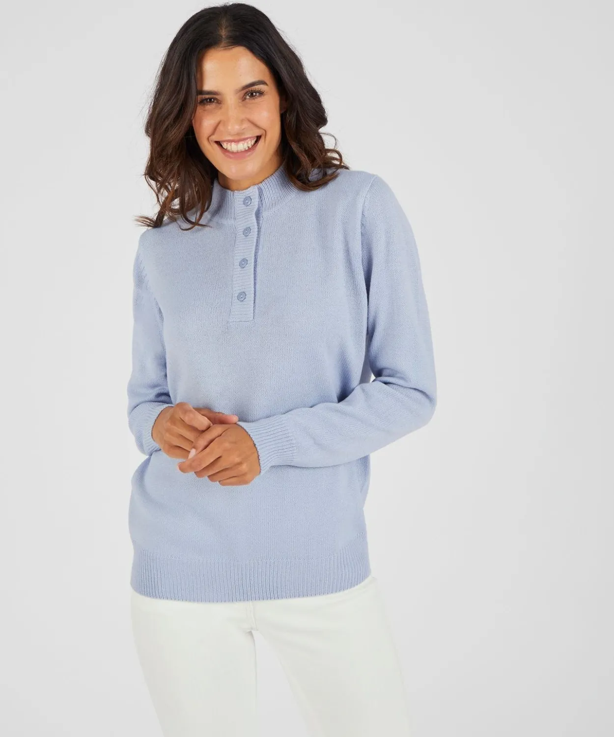 Pull col montant boutonné