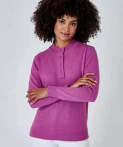 Pull col montant boutonné