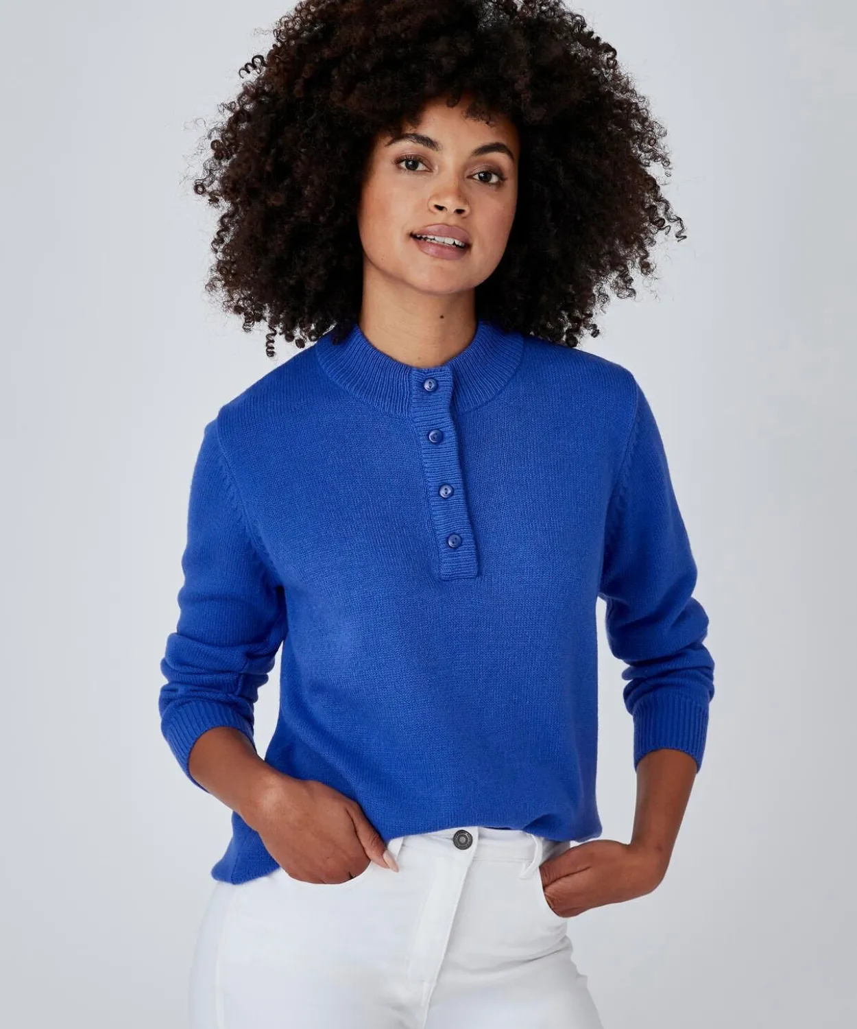 Pull col montant boutonné
