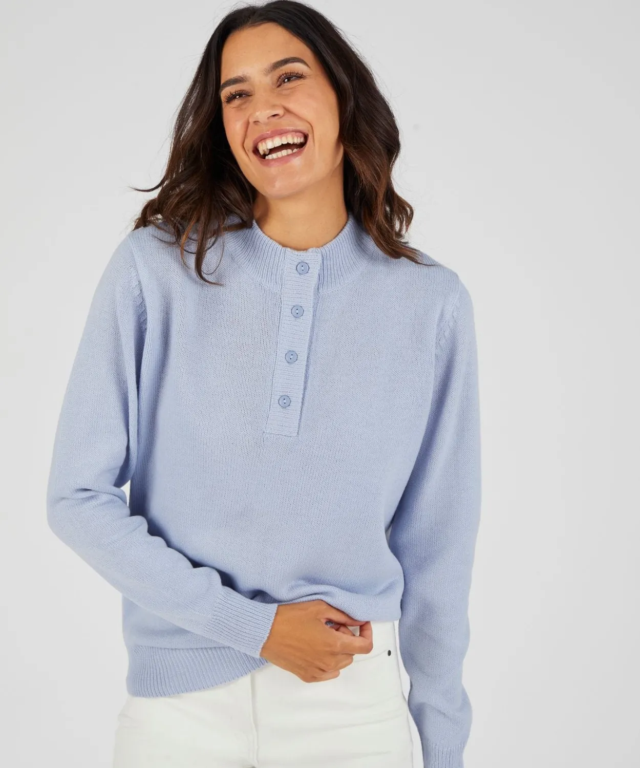 Pull col montant boutonné