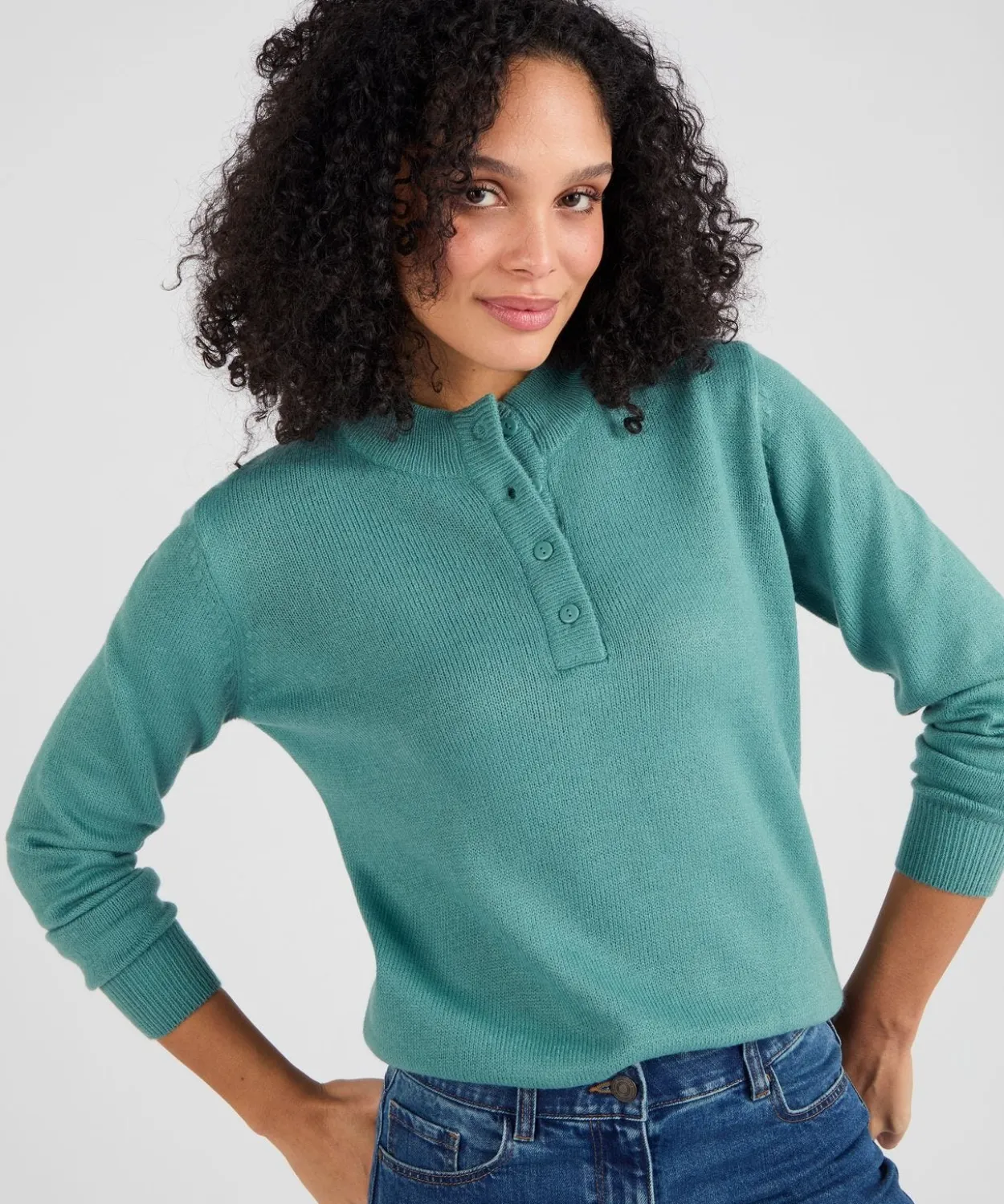 Pull col montant boutonné