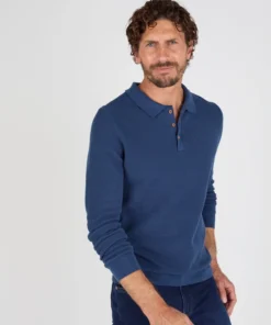 Pull col polo en maille fantaisie