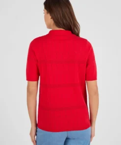 Pull col polo maille ajourée