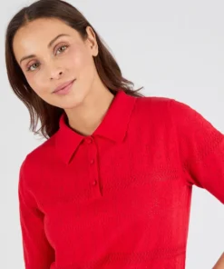 Pull col polo maille ajourée