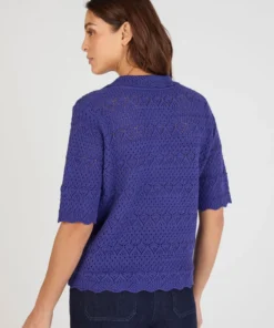 Pull col polo maille ajourée